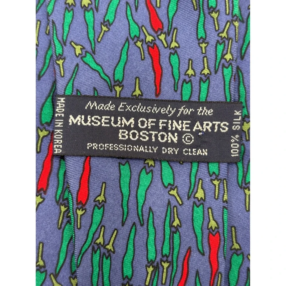 MFA Boston Silk Necktie Red & Green Chili Pepper Tie Museum of Fine Arts Boston